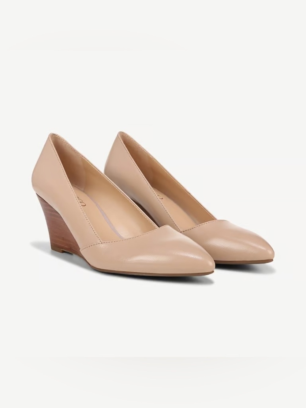 Franco Sarto Beige Pointed-Toe Wedge Pumps